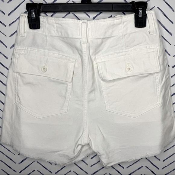 GAP High Waist Utility Short Frayed Ivory Sz 2 - Picture 2 of 6
